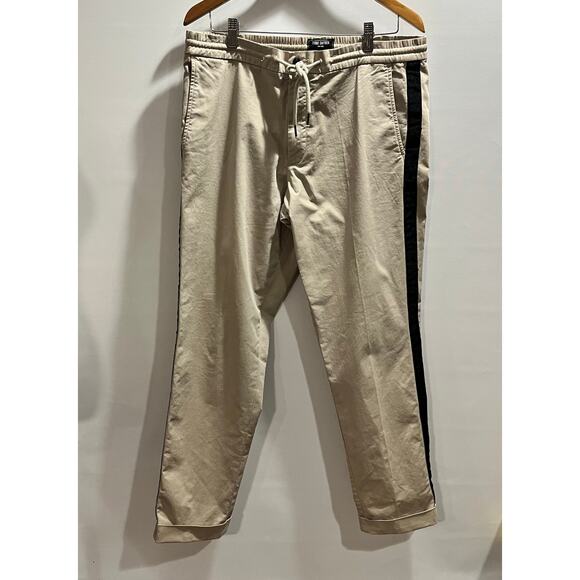 Todd Snyder NY Designer Drawstring Chino Trouser Pants Stone Beige Stripe Lg - Picture 1 of 9